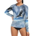 thumbnail image 4 of joogoo Womens UPF 50+ Sun Shirts Eagle Flying in Blue Sky Long Sleeve UV Protection Rash Guard Tops L, 4 of 7