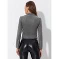 thumbnail image 4 of Chaqueta de gamuza Sintética Allegra K para mujer cuello alto cremallera Manga larga Gris L, 4 of 5