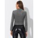thumbnail image 4 of Chaqueta de gamuza Sintética Allegra K para mujer cuello alto cremallera Manga larga Gris L, 4 of 5