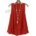thumbnail image 5 of UPPADA Womens Summer Tank Top Round Neck Sleeveless Linen Shirts Double Layered Flowy Hem Casual Boho Beach Tees Loose Fit Tunic Blouses,red tank tops L, 5 of 8