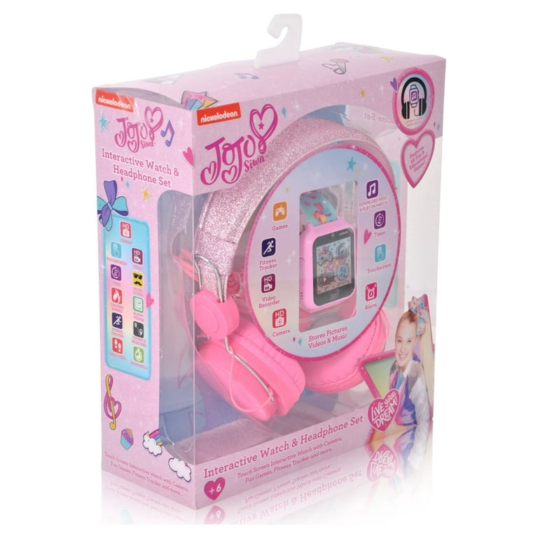 JoJo Siwa Unisex Child Smart Watch Silicone Strap and Headphones Set Pink JOJ40138WM