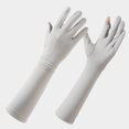 thumbnail image 2 of Lispipm Women Men Touching Screen Driving Gloves Ice Silk Full Finger Long Sun Arm Sleeves for Summer Outdoor Sports Running Gray, 2 of 4