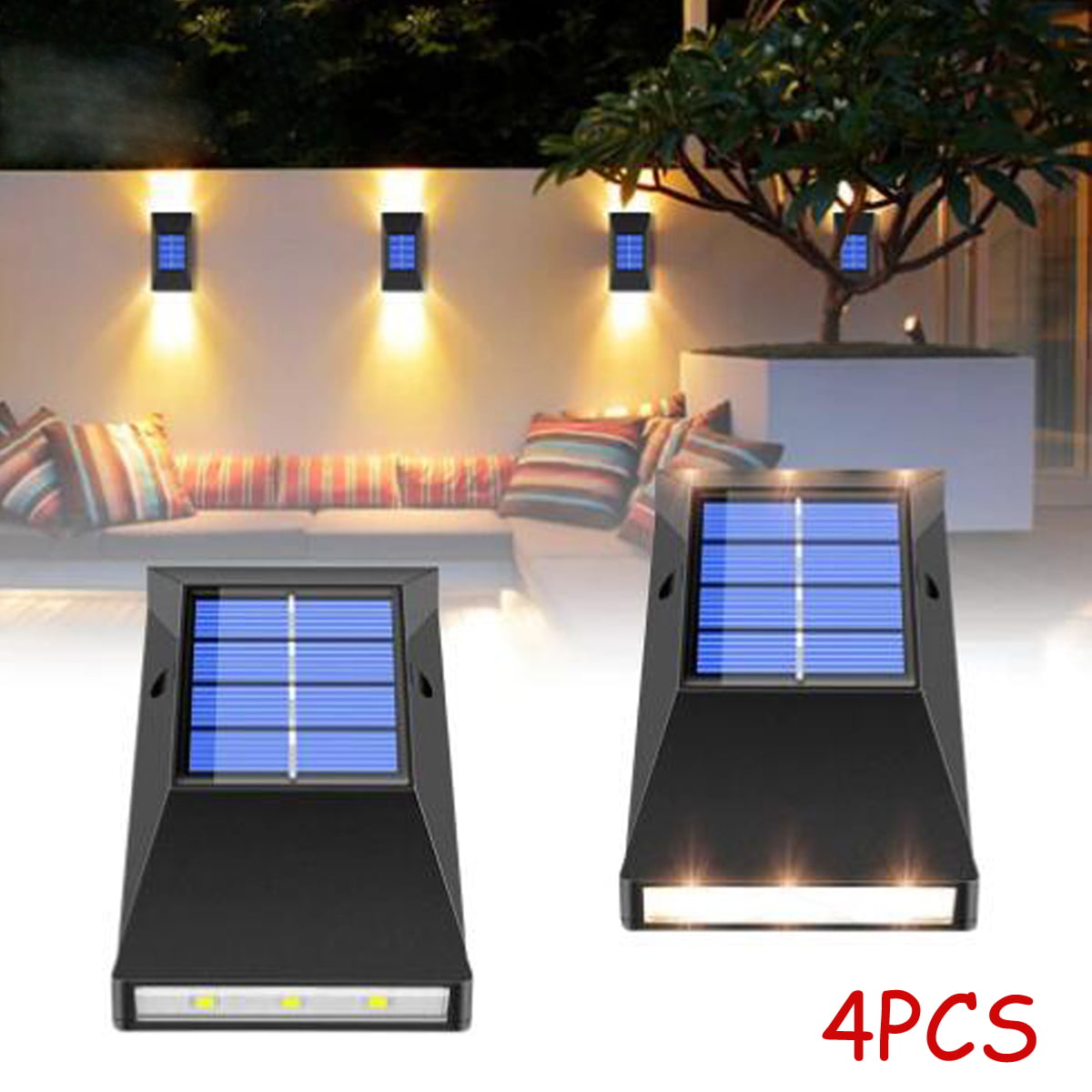4PCS Solar Power Wall Lights 6LED Door Fence Lamp Outdoor Path Gutter Waterproof