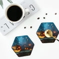 thumbnail image 5 of Balery 4 Pcs Spooky Halloweenleather Coasters Set, Drink Table Cup Coasters For Living Room Kitchen Coffee Decor, 5 of 9
