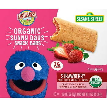 Earth's Best  Sesame Street Strawberry Sunny Days Snack Bars, 16 Count, 10.72 oz. Box