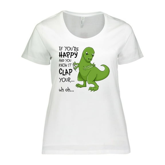 Inktastic T-rex Can't Clap Women's Plus Size T-Shirt