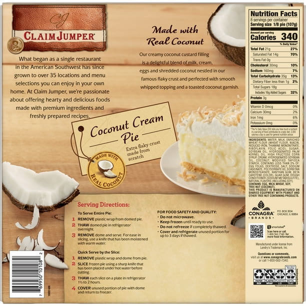Claim Jumper Coconut Cream Pie Office Dessert Option Walmart