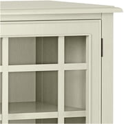 JERFIT Antique White Storage Cabinet with Glass Doors, Low Wood Sideboard Console Table for Living Room, Entryway, Bedroom