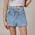 thumbnail image 2 of Akiihool Girls Summer Jean Shorts Girl's Jean Shorts High Waist Straight Leg Denim Shorts (Light Blue,7-8 Years), 2 of 5