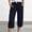 #383-Navy, variant on TaTaai Womens Summer Casual Solid Color Cropped Pants With Pocket Drawstring Elastic Waist Rolled Hem Soft Breathable For Daily