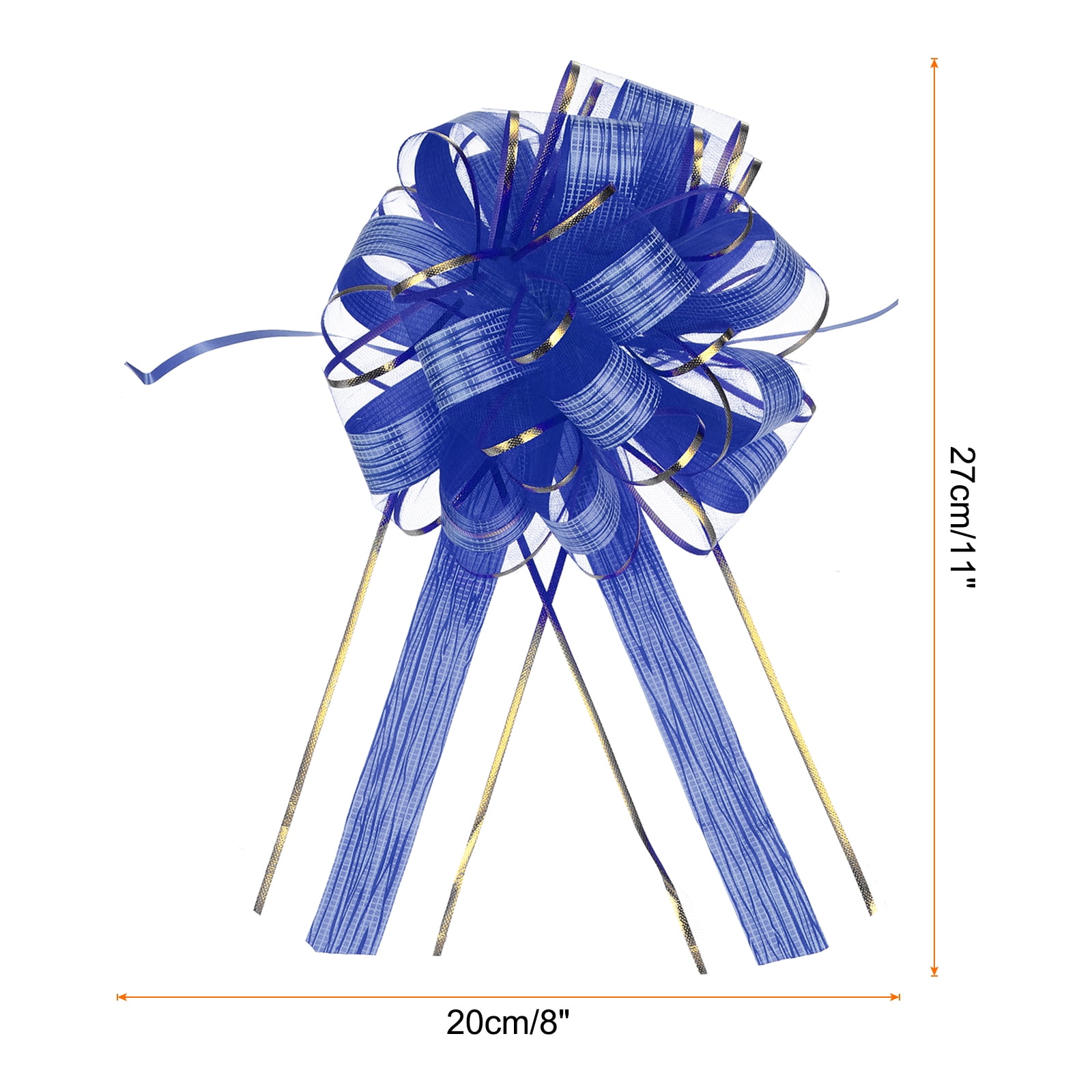 20pcs 8 Inch Large Pull Bow Gift Wrapping Bows Ribbon Organza Blue for Wedding Presents Christmas Party