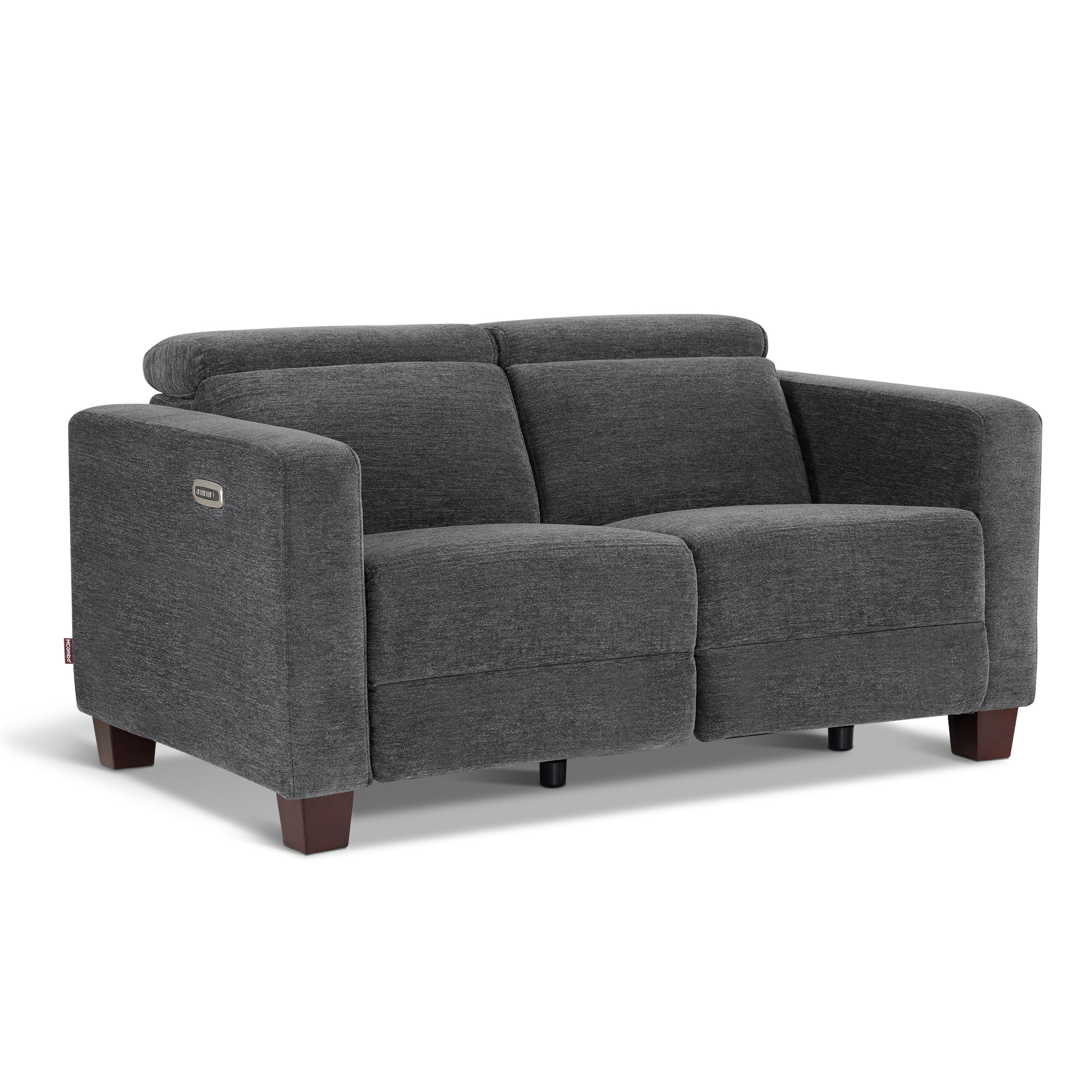 MCombo 62.2'' Wall Hugger Power Loveseat Recliner Sofa for Living Room, Office, Fabric, Dark Grey