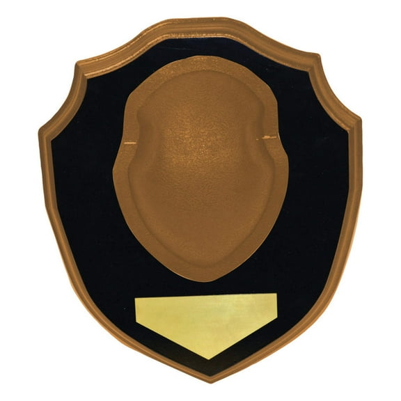 Hunters Specialties Deer Antler Mounting Plaque - Hunting Black Lacquered Plaque Deer Mounting Plaque w/Grained-Vinyl Horn Cap, Brass Plate for Engraving, Hardware Included