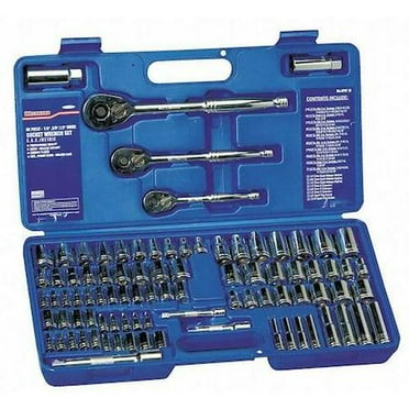 Westward 89 pc Socket Wrench Set, 1/4 in, 3/8 in, 1/2 in Drive Sizes
