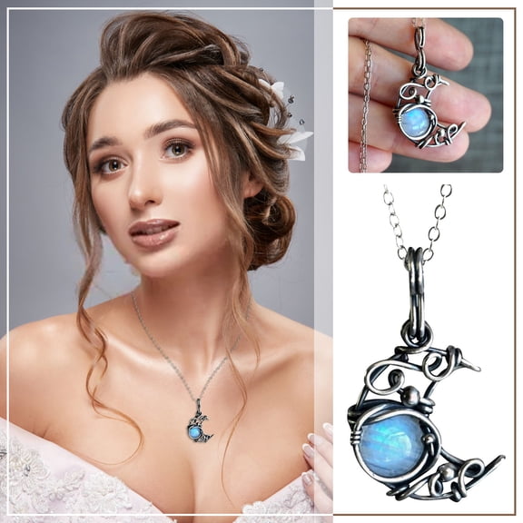 YYKihy Moonstones Necklace Wire Cutout Moon Pendant Necklace Personalized Necklace Jewelry