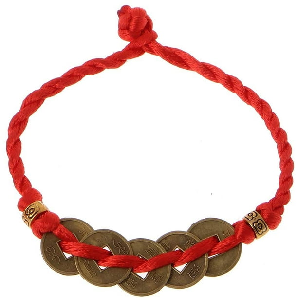 Red String Bracelets with Lucky Copper Coins Pendant of Chinese