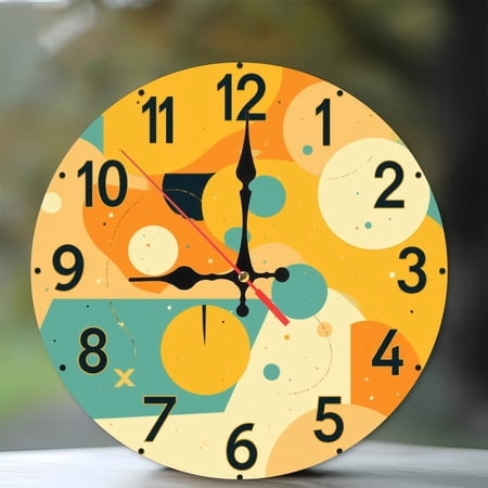 ModernArtWallClock 10-Inch Silent Wooden Wall Clock, Battery Operated (AA Batteries Not Included), Artistic Home Decor