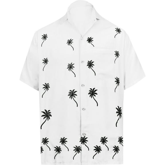 HAPPY BAY Men's Button Down Hawaiian Shirt Stylish Beach Short Sleeves Aloha Party Casual Tops Summer Funky Holidays Shirts 3XL Snow White_W845