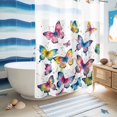 thumbnail image 5 of No Hook Shower Curtain, Colorful Butterfly Shower Curtains for Bathroom with See Through Top Window, Elegant Pastoral Butterflies Watercolor Waterproof & Washable Bath Curtain Extra Long 72"x96", 5 of 9