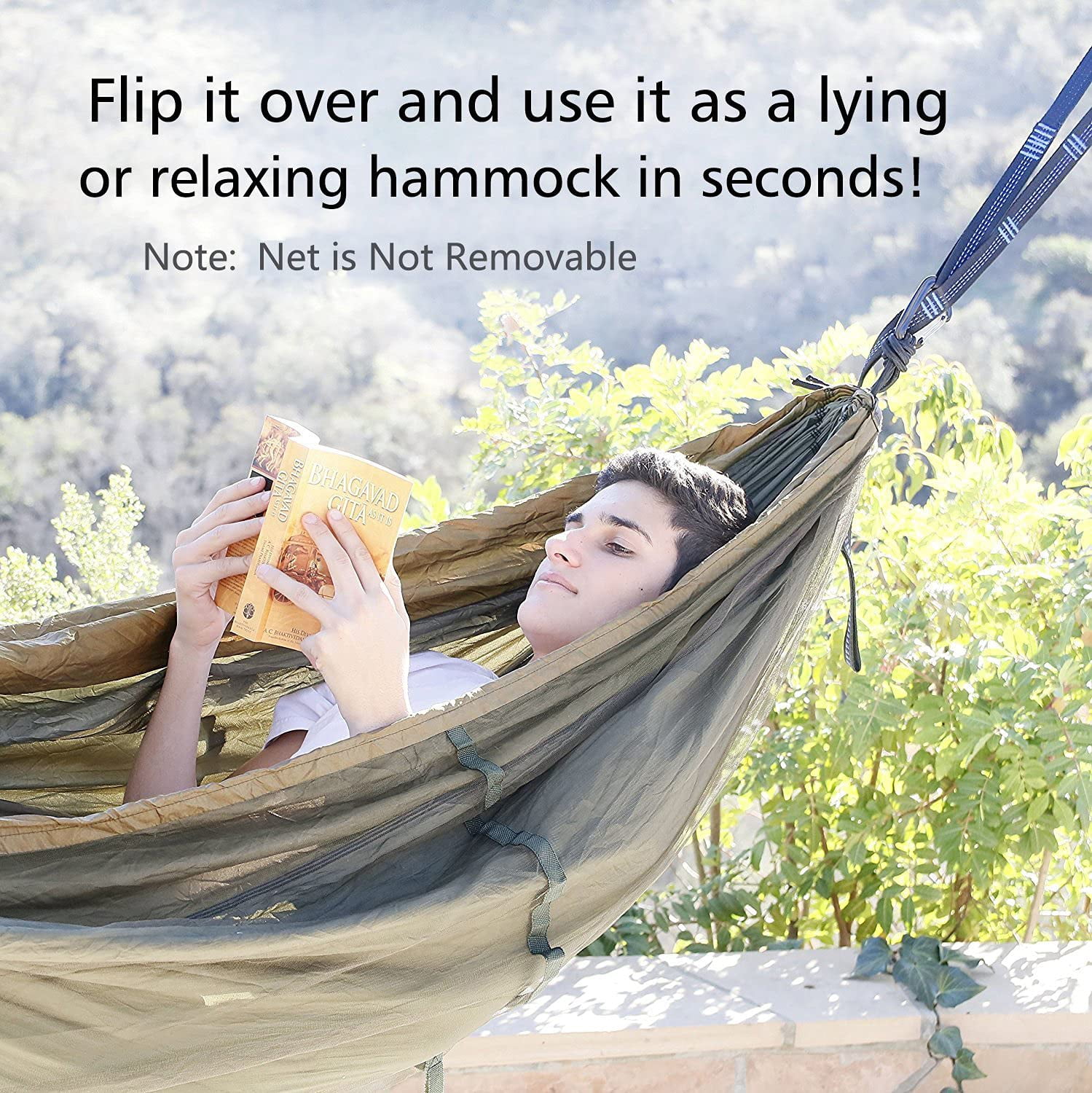 ManYmbyan Camping Hammock, Portable Double Hammock with Net, 2 Person Hammock Tent with 2 * 10ft Straps, Best for Outdoor Hiking Survival Travel