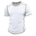 thumbnail image 5 of IWRICH Men's Basic Plus Size T Shirt Short Sleeve Crew Neck Soft Fitted Elastic Tees Classic Tshirts White XL, 5 of 7