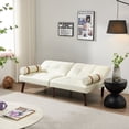 thumbnail image 4 of 65.7" Convertible Sofa Bed, Linen 2 Seater Couches with Solid Wood Legs, Modern Loveseat Sofa Bed for Living Room, Bedroom, Apartment, 4 of 7