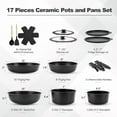 thumbnail image 2 of 17 Piece Non Stick Ceramic Cookware Set with Detachable Handle, Stackable Pots and Pans, Induction and Oven Safe, Cream White (Black), 2 of 17