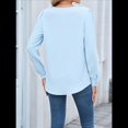 thumbnail image 4 of Blusa Informal Elegante para Mujer, de Larga, con Cuello en V y Volantes, para el Trabajo, 2025 Azul XXL, 4 of 10
