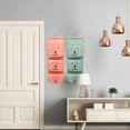 thumbnail image 5 of Organizador colgante de 2 piezas con diseño de emoji (verde, naranja), organizador de pared con 3 bolsillos, organizador impermeable de lino para dormitorio, baño, cocina, decoración de almacenamiento, 5 of 5