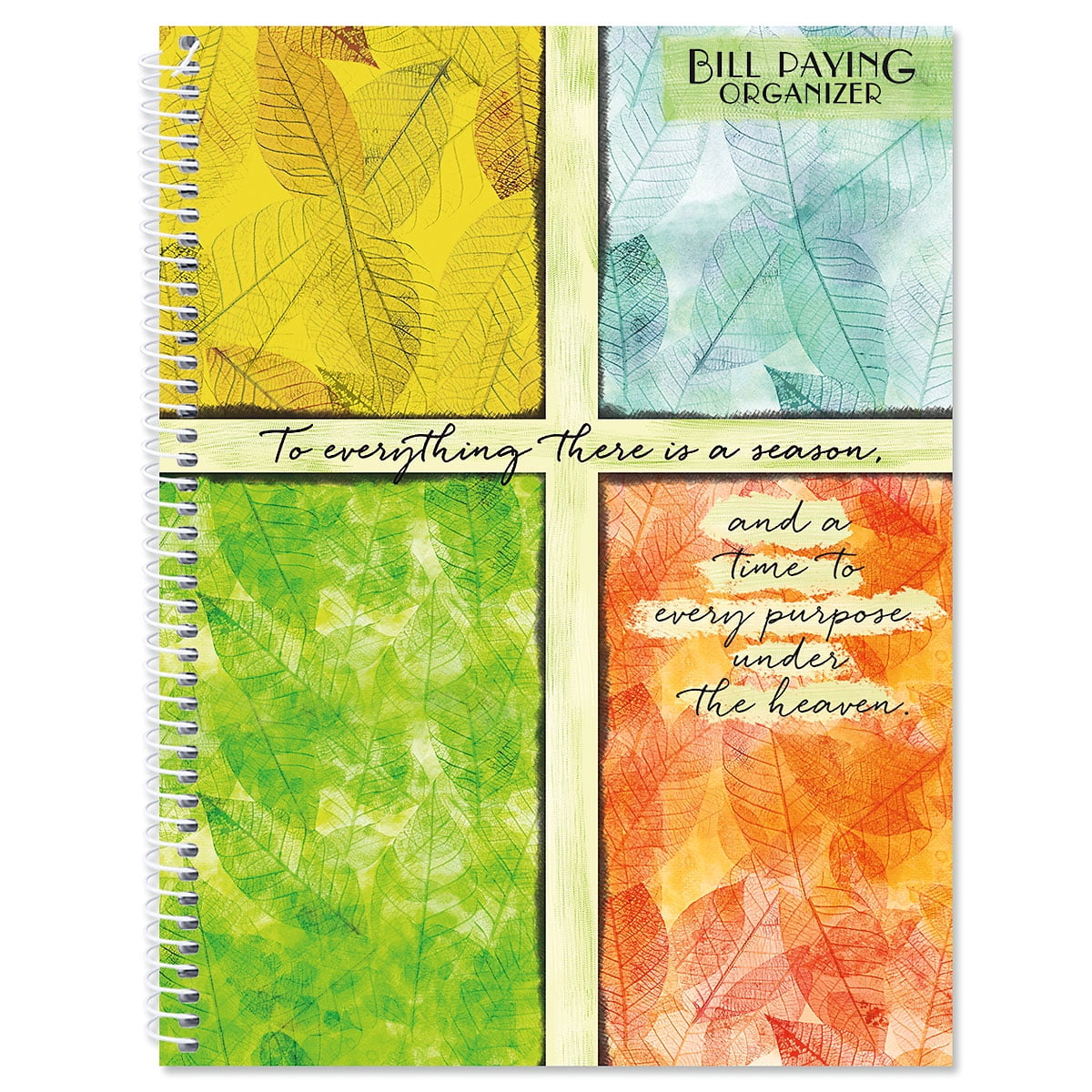 Faith Bill Paying Organizer - Spiral account book, 9' by 12 inch, 14 Pockets, Receipt Storage