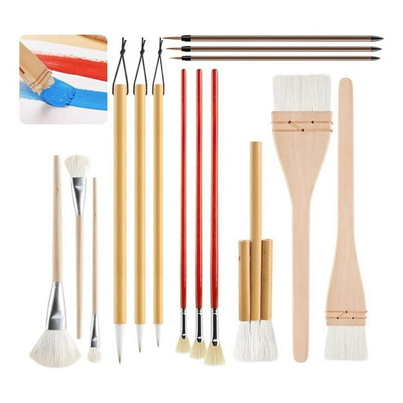 15pcs Pottery Glaze Brushes Paint Brushes Set - Ceramic Brushes Painting Tools, for Acrylic Painting Wate