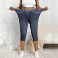 thumbnail image 6 of GUACER Womens Stretchy Capri Jeans Casual High Waisted with Faux Pockets Print Tummy Control Skinny Trendy Comfy Denim Leggings, 6 of 9