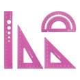 thumbnail image 1 of Unique Bargains Geometry Set, Aluminum Alloy Ruler Set with Protractor, 15cm, Rose Red, 4 Count, 1 of 5
