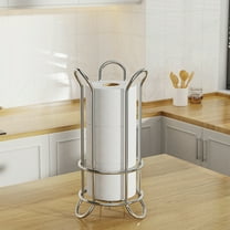 Paper Towel Holder, Freestanding Black Metal Tissue Roll Stand for Kitchen Countertop and Dining Table, Durable Upright Paper Towel Rack Organizer for Home Office Restaurant