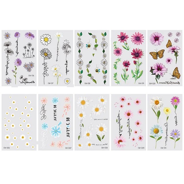 Etiqueta Engomada Del Tatuaje Temporal Kit de pegatinas de arte de tatuaje impermeable 3D de 10 piezas para maquillaje de niños y niñas (B) Ehuebsd Libre de BPA