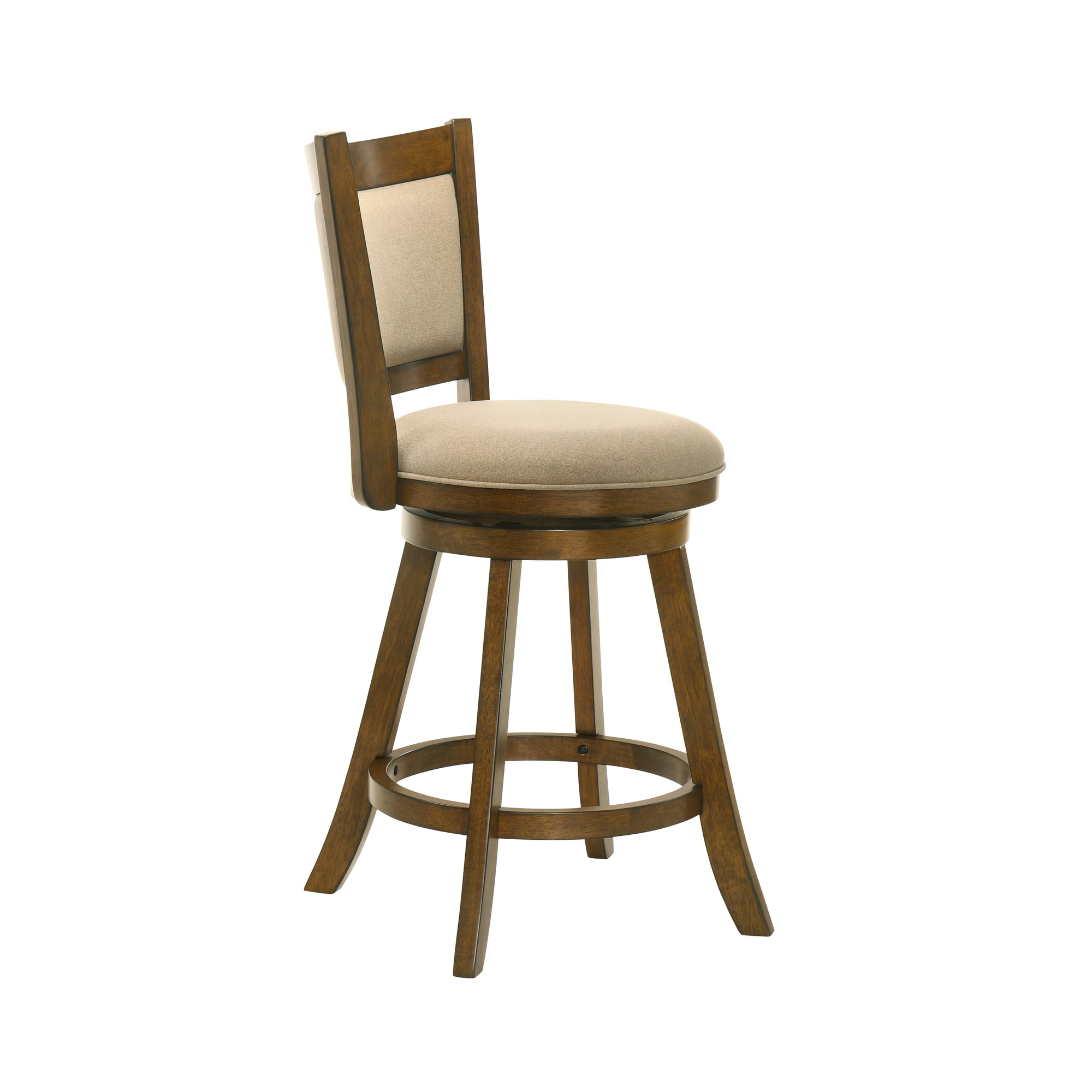 Aiden Modern Farmhouse Swivel Wood Counter Height Kitchen Bar Stool in Sepia Brown Finish with Grey Fabric Upholstered Seat
