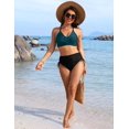 thumbnail image 5 of Womens High Waisted Bikini Sets Drawstring Tummy Control Swimsuits Crisscross Tie Back Bathing Suit, 5 of 12