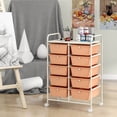 thumbnail image 4 of Costway 10-Drawer Storage Cart Utility Rolling Trolley Kitchen Organizer Skin Pink, 4 of 9