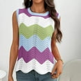 thumbnail image 4 of Lenpel Women's Tank Tops Summer Casual Sleeveless Crew Neck Hollow out Color Block Lightweight Sweater Vests Tunic Knit Shirts, 4 of 7