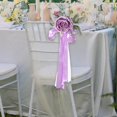 thumbnail image 1 of Silla Back Flower Boda Decoración del pasillo de la boda Romántica Decoración Flor de banco para la silla para la fiesta de recepción Dining púrpura, 1 of 8