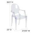 thumbnail image 5 of Flash Furniture Shirley Ghost Chair with Arms in Transparent Crystal, 5 of 14