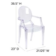 Flash Furniture Shirley Ghost Chair with Arms in Transparent Crystal