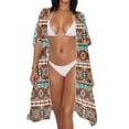 thumbnail image 3 of HELLHERO Geometric Totem Bathing Suit Cover Ups Kimono High Quality Fabrics Long Bikini Coverups, 3 of 6