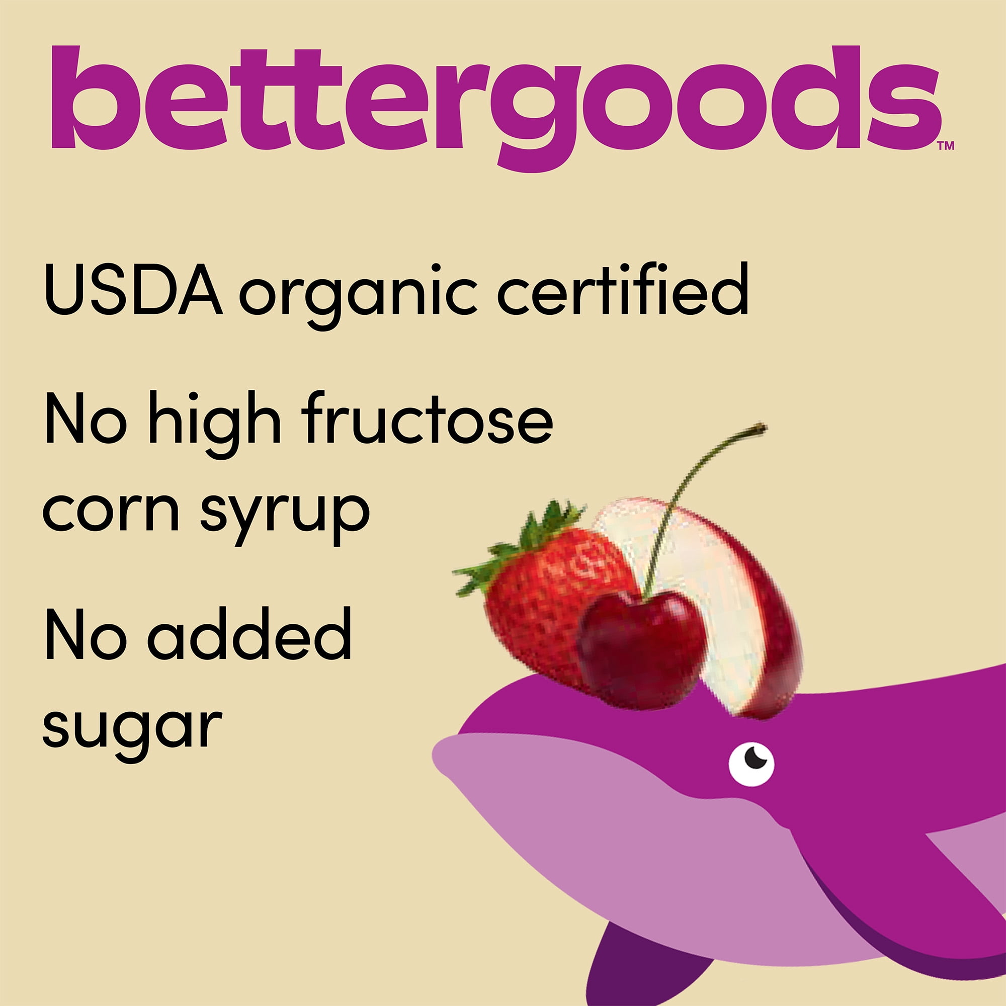 (3 pack) bettergoods Organic 42% Fruit Punch Drink, 6.75 fl oz, 8 Count