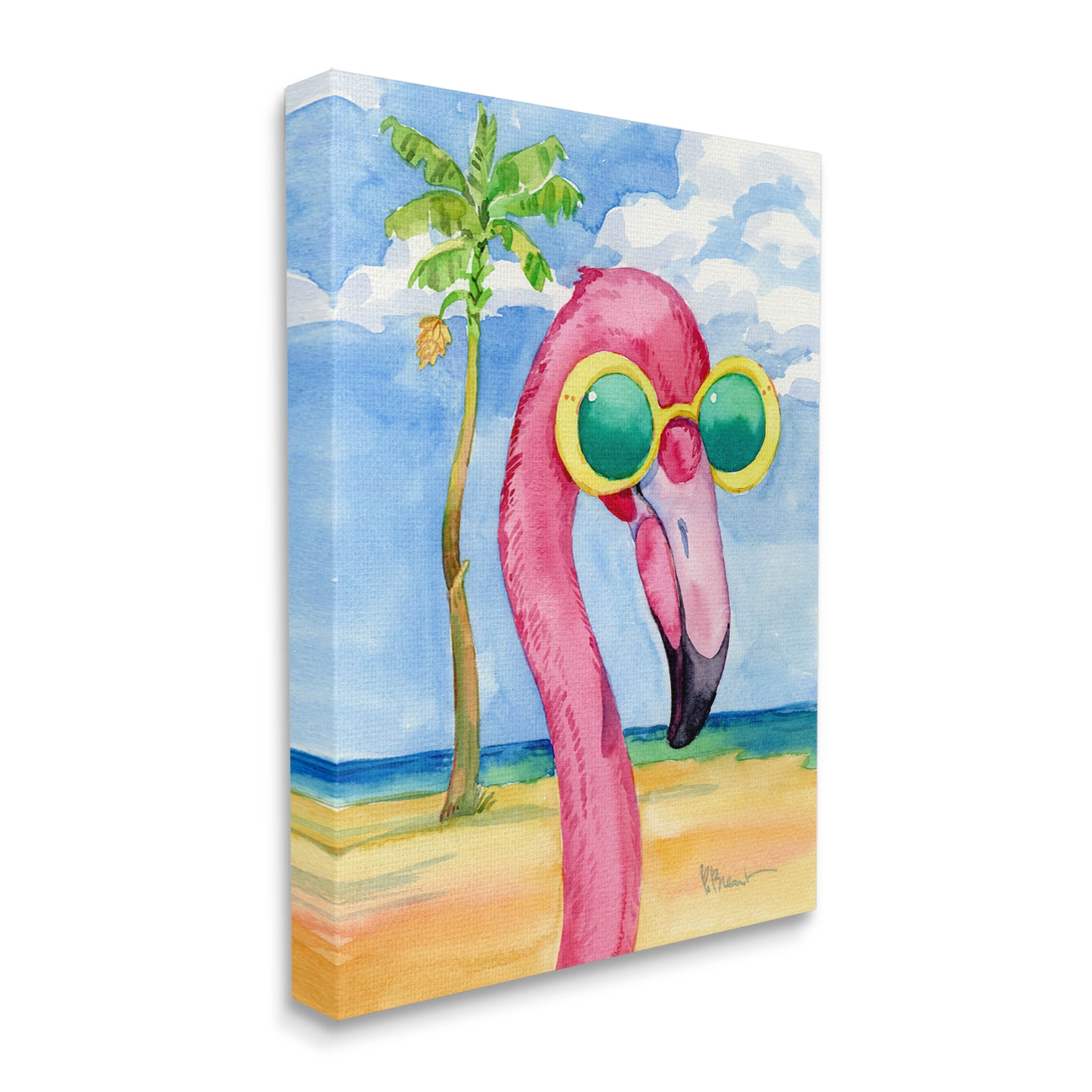 Stupell Industries Looking Good Flamingo Tropical Painting Gallery Wrapped Canvas Print Wall Art, Design by Paul Brent