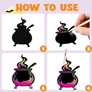Joyfy 72 Pcs Halloween Crafts for Kids, Rainbow Scratch Art Crafts for Kid, Magic Rainbow Scratch Paper Off Cards with 18 Designs for Halloween Crafts,Arts Supplies, Classroom Activities