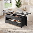 thumbnail image 2 of 47.2 Inch Lift Top Coffee Table, Adjustable Height Wooden Center Table with 2 Drawers, Hidden Compartment and Open Shelf for Living Room Home Office, 2 of 9