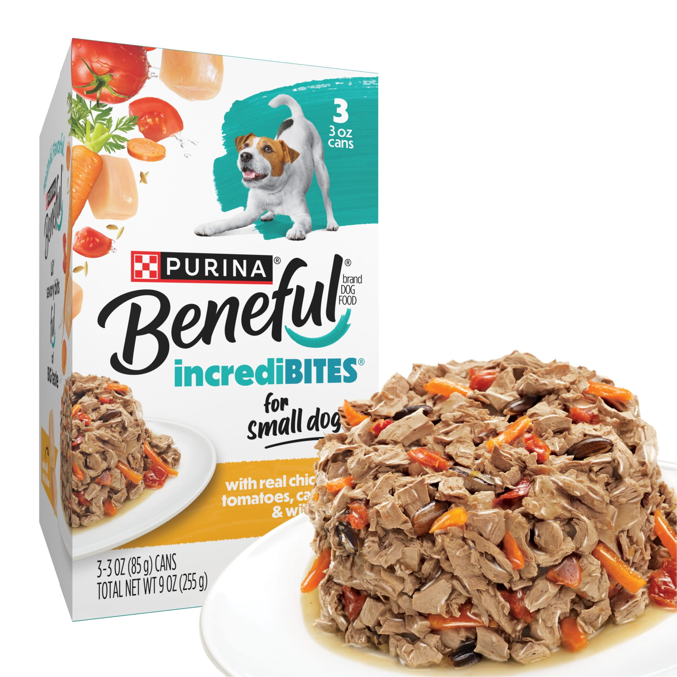(6 pack) Purina Beneful Small Breed Wet Dog Food in Gravy, IncrediBites with Real Chicken, 3 oz Cans