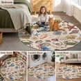 thumbnail image 6 of Marine Life Round Living Room Rugs 4 ft, Retro Sea Star Coral Shell Crab Linen Texture Washable Area Rug with Non-Slip Sturdy Edge Binding Round Carpet for Entryway Kitchen Bedroom Bathroom, 6 of 9