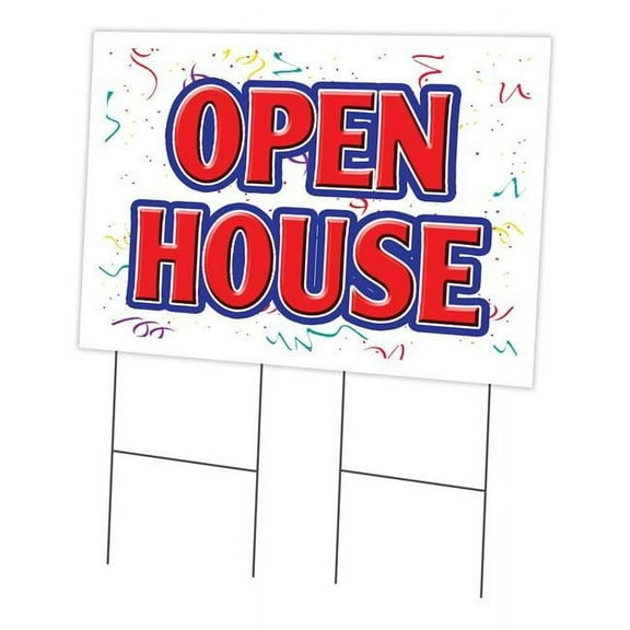 Open House 24" x 36" Yard Sign & Stake | Advertise Your Business | Stake Included Image On Front Only | Made in The USA